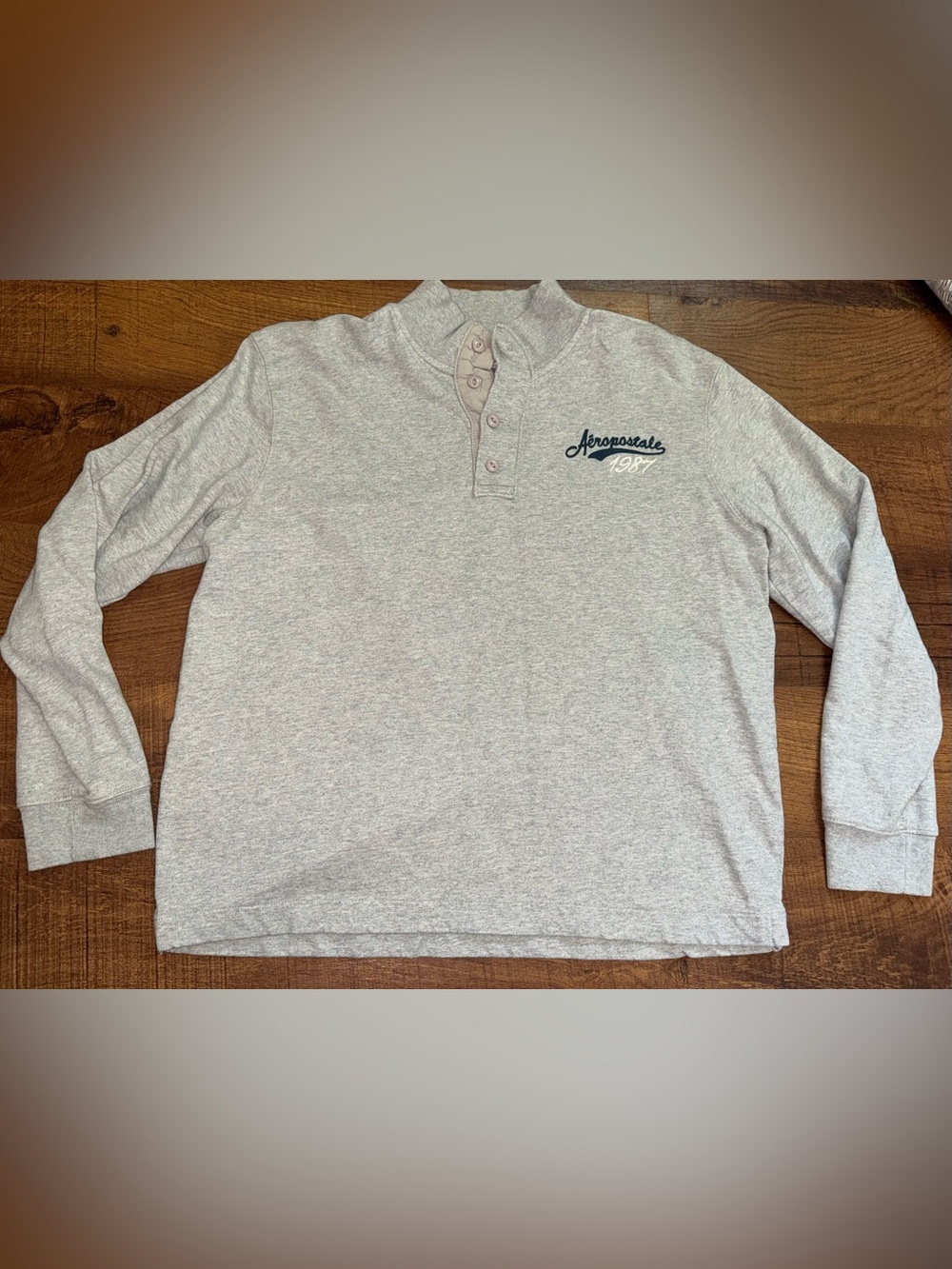 Aeropostale Light Gray Long Sleeve Sweatshirt with Navy Script